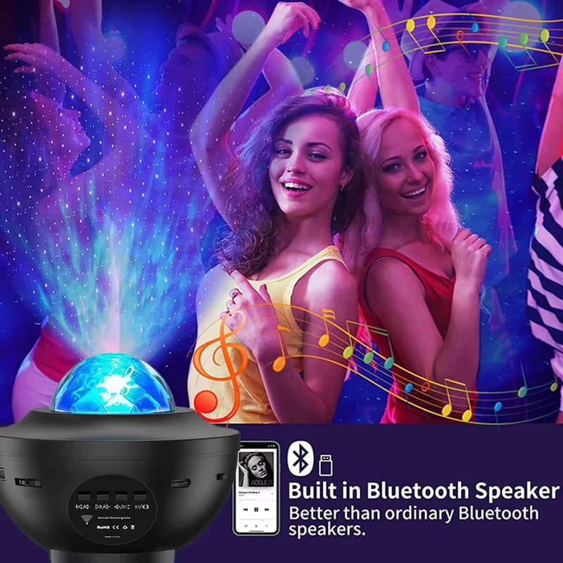 Colorido estrelado projetor galáxia luz da noite criança bluetooth usb leitor de música estrela nightlight romântico projetor noite lâmpada presente