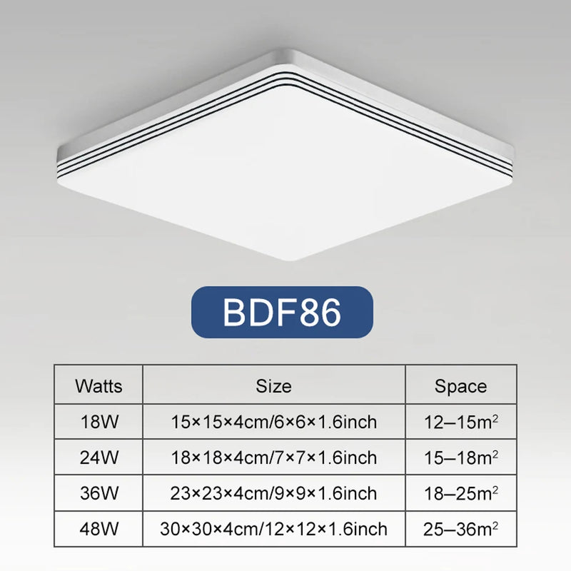 Lâmpada de teto quadrada de led para iluminação de quarto, branco neutro, branco frio, branco quente, 48w, 36w, 24w, 18w, luz de teto para sala de estar