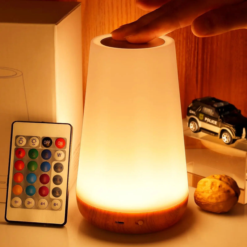 Lâmpada de mesa lâmpada cabeceira para o quarto 13 cores mudando toque luz da noite rgb remoto regulável usb recarregável portátil