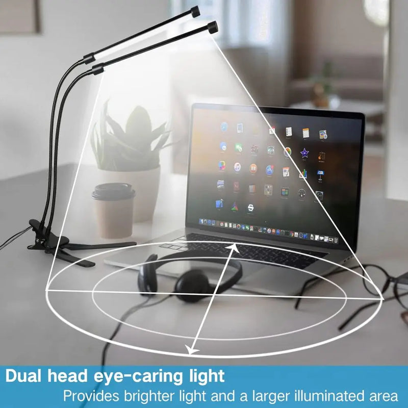 Lâmpada de mesa led com braçadeira regulável clipe na luz de leitura 5 brilho 3 modos flexível pescoço de ganso luz de mesa de leitura usb livros ni
