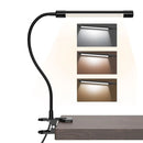 Lâmpada de mesa led com braçadeira regulável clipe na luz de leitura 5 brilho 3 modos flexível pescoço de ganso luz de mesa de leitura usb livros ni
