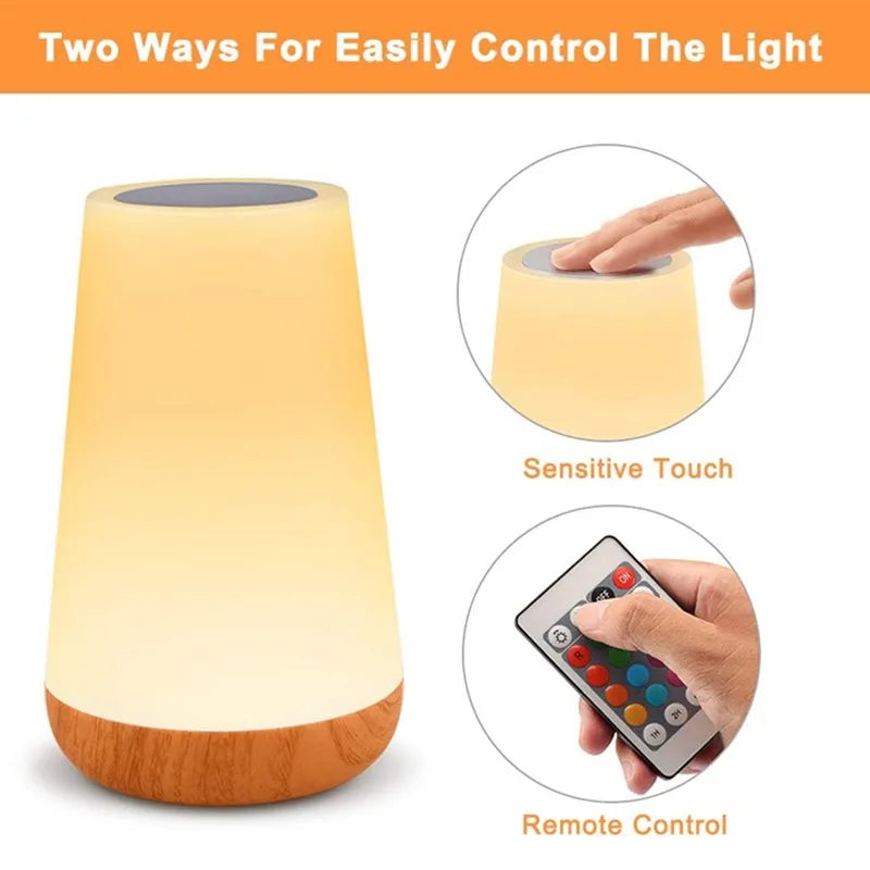 Lâmpada de mesa lâmpada cabeceira para o quarto 13 cores mudando toque luz da noite rgb remoto regulável usb recarregável portátil