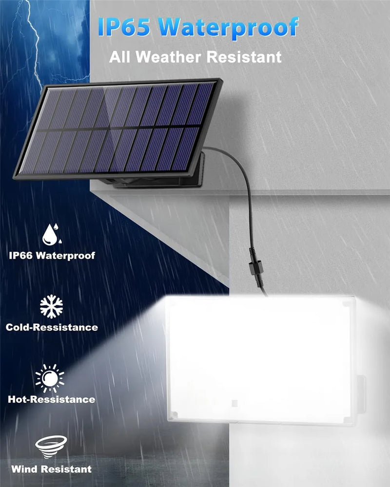 Luz solar 172LED externa à prova d'água com sensor de movimento holofote controle remoto 3 modos para pátio garagem quintal